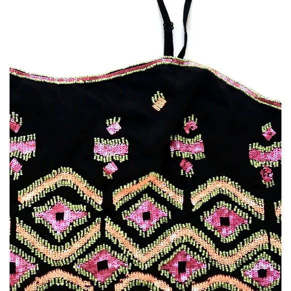 NWT Asos New Look Premium Crop Top Black Beaded Sequins US 12/UK 16/EU 44 - Picture 3 of 6